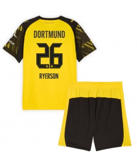Günstige Borussia Dortmund Julian Ryerson #26 Heimtrikotsatz Kinder 2025-26 Kurzarm (+ Kurze Hosen)